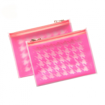 Lightree Pouch S, Houndstoothneon pink, Hahnentrittmuster pink, Zipp Verschluss